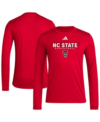 Adidas Men's Red Nc State Wolfpack Locker On-Court the Fade Long Sleeve T-Shirt