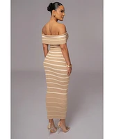 Jluxlabel Women's Off The Shoulder Striped Dress