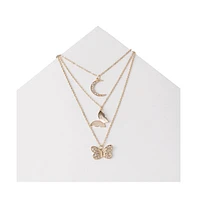 Sohi Women's Gold Plated Designer Stone Multi-Layer Necklace