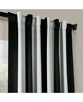 Half Price Drapes Awning Black & Fog White Striped Room Darkening Curtain