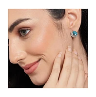 Sohi Women's Silver-Plated Stone Stud Earrings