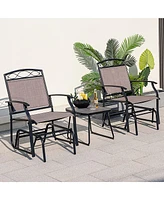 4pcs Patio Glider Set Single Swing Rocking Chair Heavy-Duty Metal Frame Outdoor