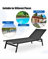 2 Pcs Patio Lounge Chair Chaise Recliner Back Adjustable Garden