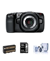 Blackmagic Design Blackmagic Design Pocket Cinema Camera 4K, Bundled With, Extra Rechargeable Battery Pack, 128GB Sdxc Memory Card, Care & Cleaning Ki