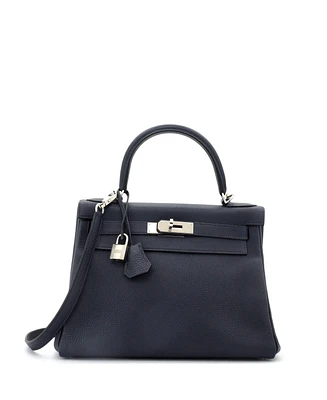 Pre-Owned HERMES Kelly Handbag Togo with Palladium Hardware