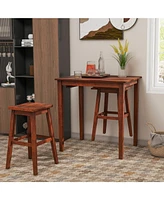 3-Piece Bar Table Set with Pub Table and 2 Saddle Stools