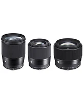 Sigma Sigma Contemporary Lens Bundle Includes Sigma 16mm f/1.4DC Dn - 30mm f/1.4 Dc Dn - Sigma 56mm f/1.4 Dc Dn for Sony E-mount Cameras, Black