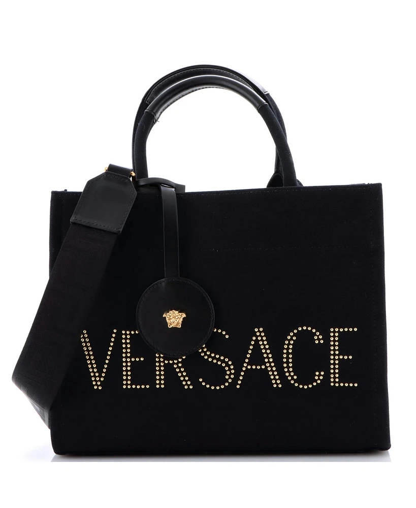 Pre-Owned Versace La Medusa Tote Studded Canvas