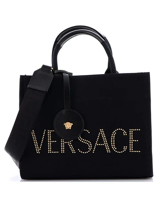 Pre-Owned Versace La Medusa Tote Studded Canvas