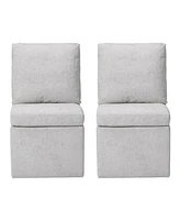 Modern Upholstered Chenille Armless Dining Chairs With Casters (Set of