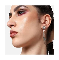 Sohi Women's Silver Plated Party Designer Stone Drop Earrings