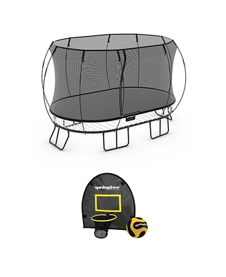 Springfree Trampoline 8 ft x 13 ft Large Oval + FlexrHoop Bundle – Springless Fun with Goal Hoop Attachment Accessories (Included Basketball &