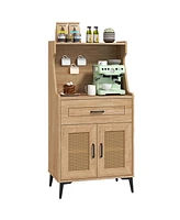 Coffee Bar Cabinet with Pegboard Storage Drawer and Adjustable Shelf