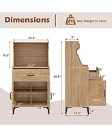 Coffee Bar Cabinet with Pegboard Storage Drawer and Adjustable Shelf