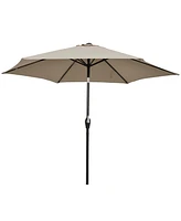 Gymax 9 ft Outdoor Patio Market Table Umbrella Garden Yard w/ Crank 6 Ribs