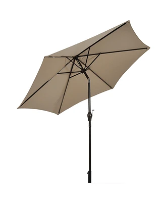 Gymax 9 ft Outdoor Patio Market Table Umbrella Garden Yard w/ Crank 6 Ribs