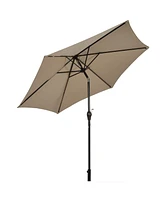 Gymax 9 ft Outdoor Patio Market Table Umbrella Garden Yard w/ Crank 6 Ribs