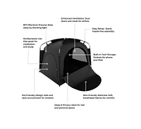 Ayamaya Sanctuary Full Size Indoor Blackout Bed Tent – Privacy Sleep Canopy with Dual Doors, Mesh Windows & iPad Holder – Easy Setup, Li