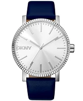 Dkny Women's Soho Maxi Dark Blue Leather Strap Watch, 40mm