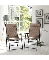 2PCS Outdoor Patio Folding Chair Camping Portable Lawn Garden