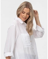 Pietro Brunelli Maternity Oversized Linen Blend Button-Front Lisa Shirt