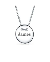 Bling Jewelry Minimalist Geometric Monogram Disc Pendant Necklace in Sterling Silver
