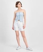 And Now This Women's Button-Front Smocked-Back Tube Top, Exclusively at Macy's