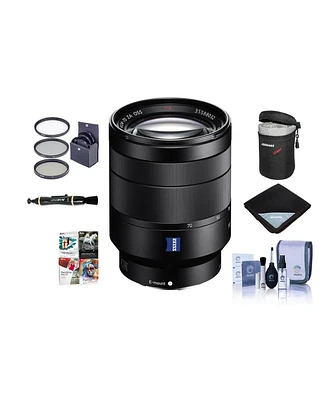 Sony Vario-Tessar T Fe 24-70mm f/4 Za Oss Lens for Sony E, Bundle with 67mm Filter Kit, Lens Wrap, Cleaning Kit, Lens Case, Lens Cleaner, Pc Software