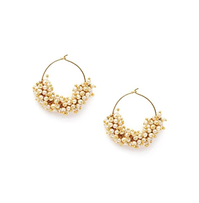 Sohi Women's Bead-Cluster Hoop Earrings
