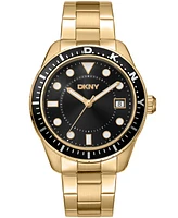 Dkny Men's Crosby Sport Black Gold-Tone Stainless Steel Bracelet Watch, 42mm