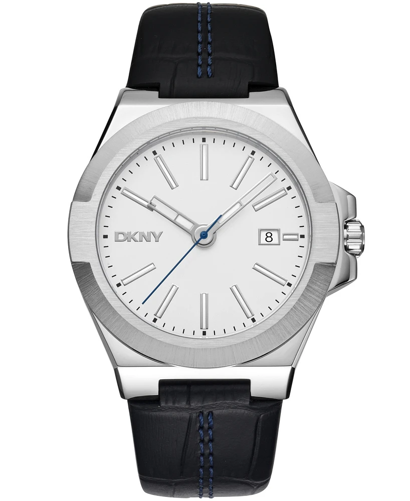 Dkny Men's Modernist Black Leather Strap Watch