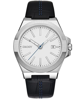 Dkny Men's Modernist Black Leather Strap Watch