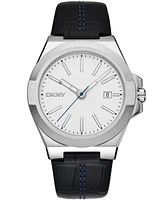 Dkny Men's Modernist Black Leather Strap Watch