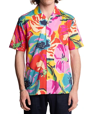 Paisley & Gray Men's Slim Fit Short Sleeve Floral Print Button Front Camp Shirt