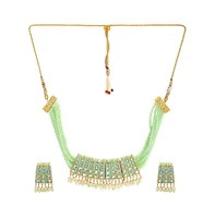 Sohi Women's Gold Plated Kundan Beaded Jewellery Set