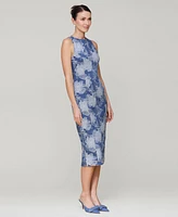 Avec Les Filles Women's Embroidered Floral Denim Midi Dress