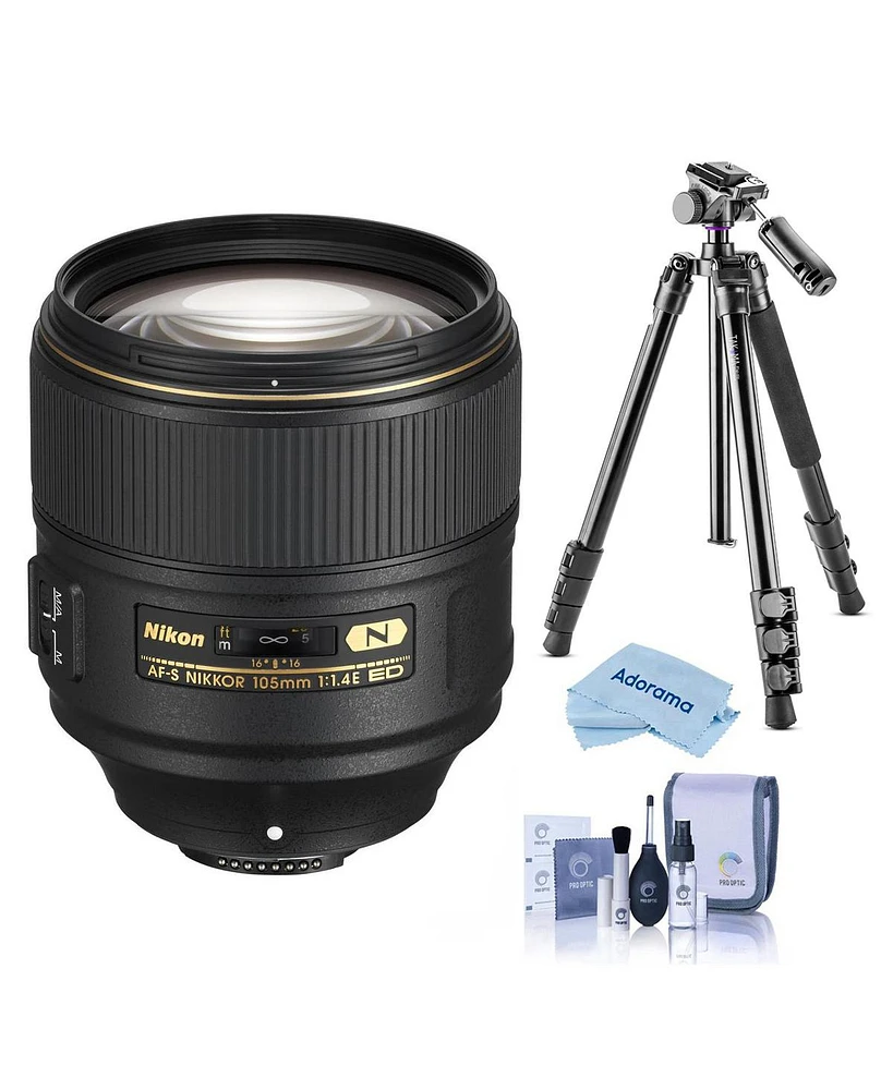 Nikon 105mm f/1.4E Ed-if Af-s Nikkor Lens, Bundle with Vanguard Alta Pro 264AT Al Tripod and Ball Head, Cleaning Kit, Cleaning Cloth