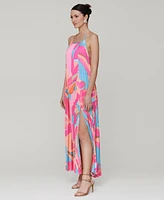 Avec Les Filles Women's Pleated Halter Maxi Dress