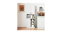 Kitchen Pantry Storage Cabinet – Microwave Stand with Open Shelves for Kitchen Organization