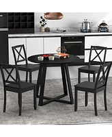 Mid-Century Round Dining Table with Pedestal Base for Dining Room