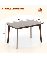 Wooden Dining Table with Rubber Wood Legs for 4 People