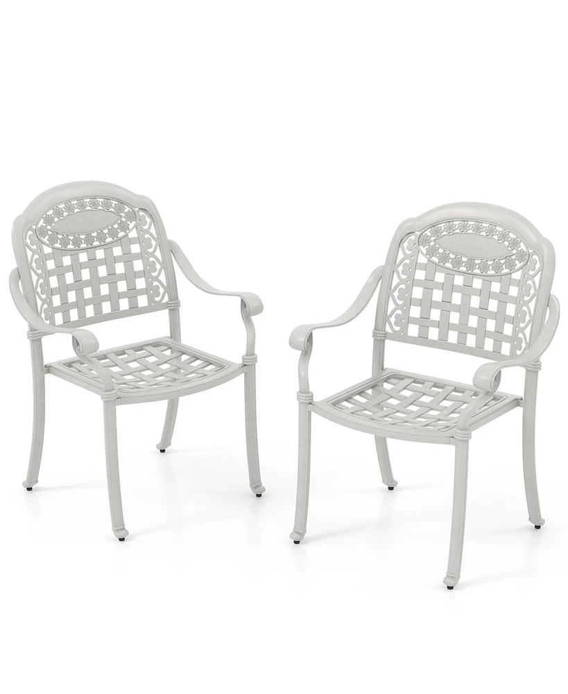 Set of 2 Cast Aluminum Patio Chairs with Armrests