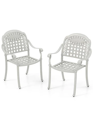 Set of 2 Cast Aluminum Patio Chairs with Armrests