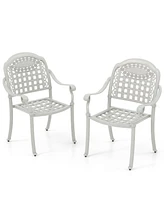 Set of 2 Cast Aluminum Patio Chairs with Armrests