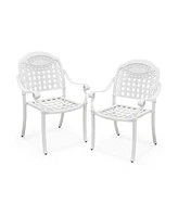 Set of 2 Cast Aluminum Patio Chairs with Armrests