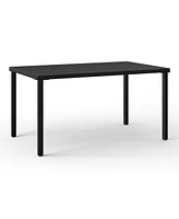 7-Piece Outdoor Rectangular Metal Patio Dining Table Set With Stackable Chairs