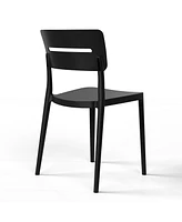 3-Piece Outdoor Resin Patio Bistro Set with Stackable Dining Chairs