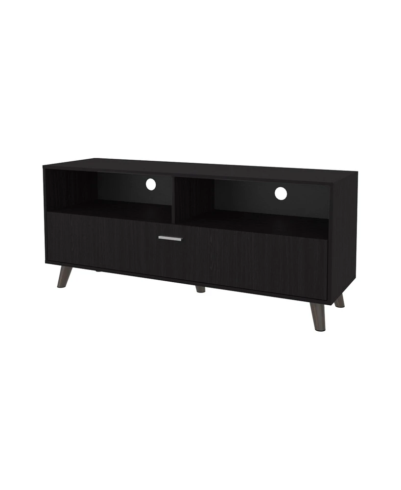 Black City Tv Stand 60" with Open Storage and 1 Door, Wengue