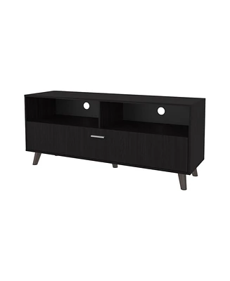 Black City Tv Stand 60" with Open Storage and 1 Door, Wengue