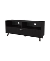 Black City Tv Stand 60" with Open Storage and 1 Door, Wengue
